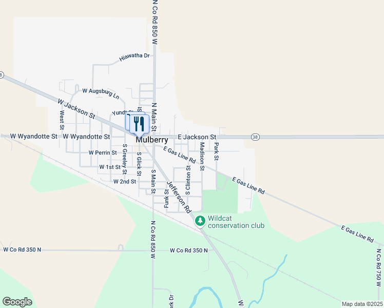 map of restaurants, bars, coffee shops, grocery stores, and more near 118 South Clinton Street in Mulberry