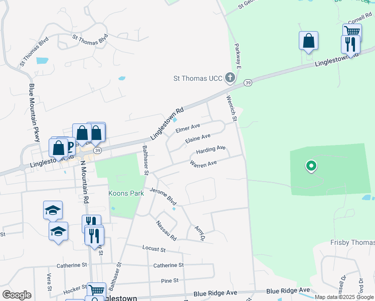 map of restaurants, bars, coffee shops, grocery stores, and more near 6209 Elaine Avenue in Harrisburg