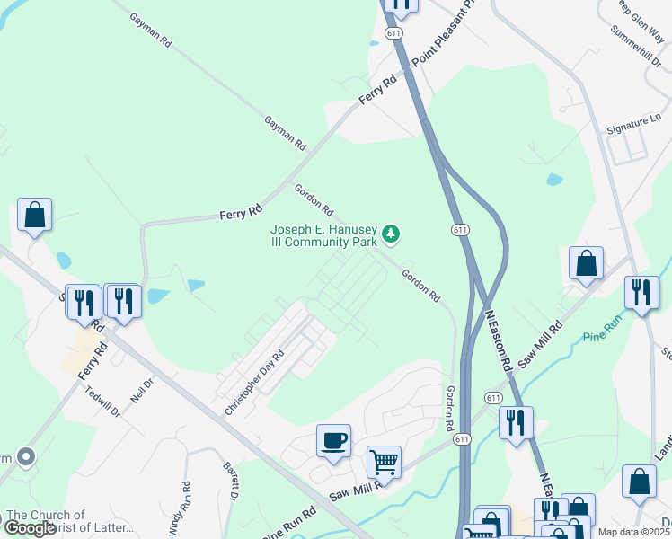 map of restaurants, bars, coffee shops, grocery stores, and more near 3951 Cephas Child Road in Doylestown