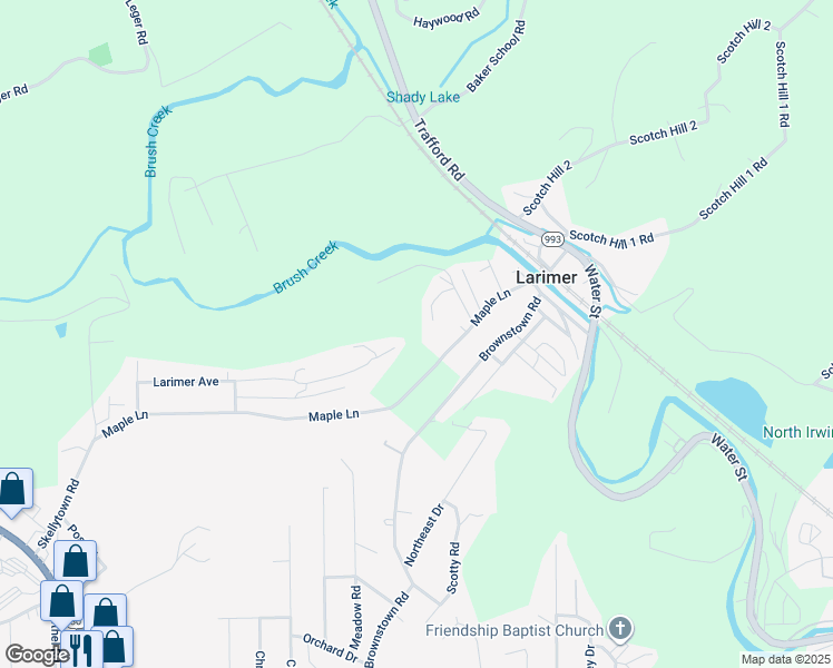 map of restaurants, bars, coffee shops, grocery stores, and more near 11879 Carmine Drive in Irwin