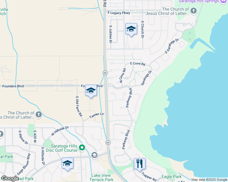 map of restaurants, bars, coffee shops, grocery stores, and more near 44 Emerald Court in Saratoga Springs