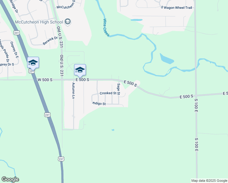 map of restaurants, bars, coffee shops, grocery stores, and more near 352 Crooked Street in Lafayette