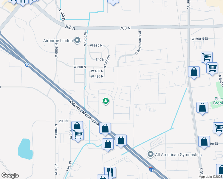 map of restaurants, bars, coffee shops, grocery stores, and more near 337 North Brookview Drive in Lindon