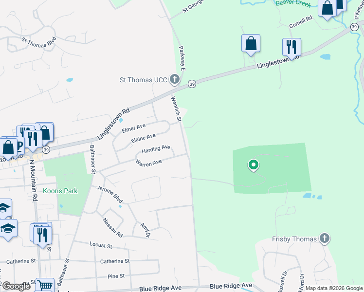 map of restaurants, bars, coffee shops, grocery stores, and more near 1290 Wenrich Street in Harrisburg