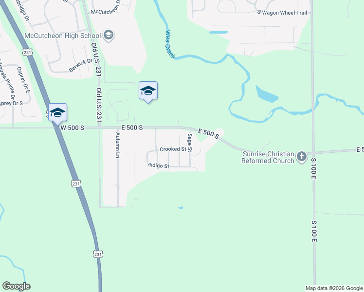 map of restaurants, bars, coffee shops, grocery stores, and more near 352 Crooked Street in Lafayette