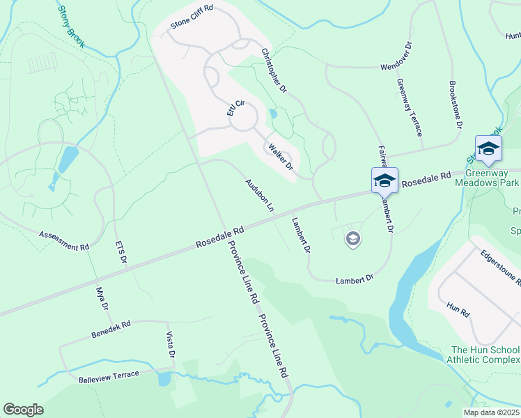 map of restaurants, bars, coffee shops, grocery stores, and more near 2 Audubon Lane in Princeton
