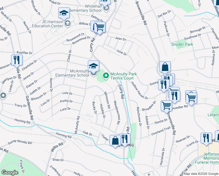 map of restaurants, bars, coffee shops, grocery stores, and more near 5224 Meadowcrest Road in Pittsburgh