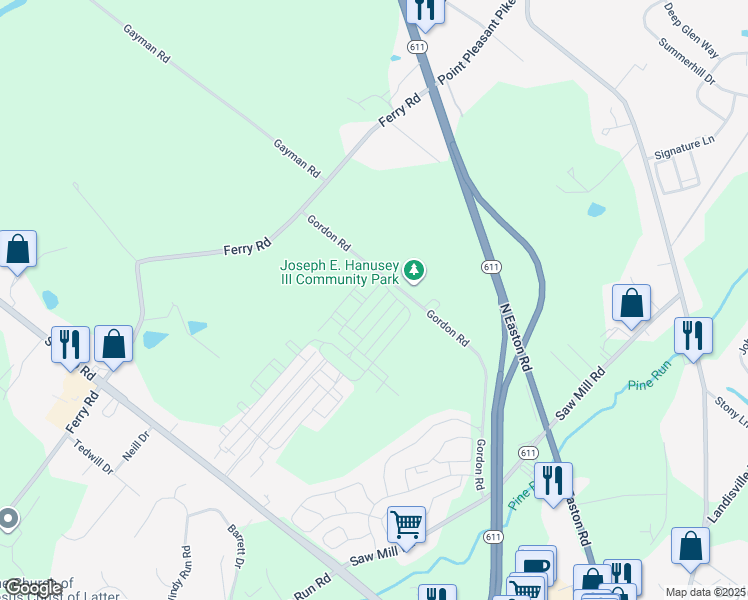 map of restaurants, bars, coffee shops, grocery stores, and more near 3986 Cephas Child Road in Doylestown