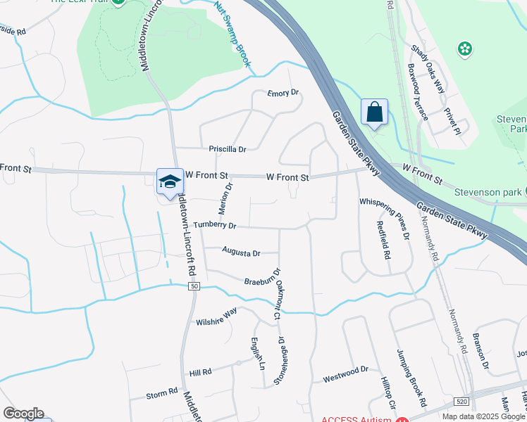 map of restaurants, bars, coffee shops, grocery stores, and more near 6 Jillian Court in Lincroft