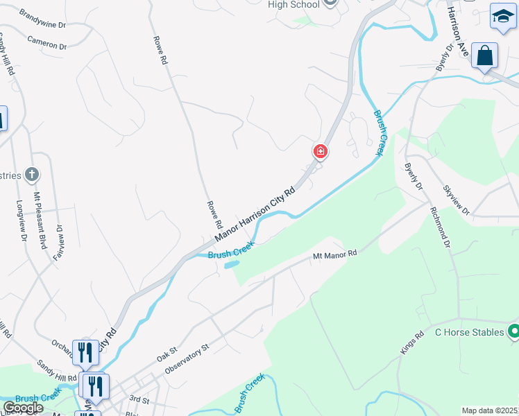 map of restaurants, bars, coffee shops, grocery stores, and more near 421 Manor Harrison City Road in Harrison City