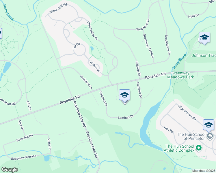 map of restaurants, bars, coffee shops, grocery stores, and more near Rosedale Road in Princeton