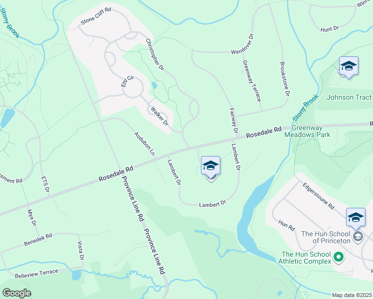map of restaurants, bars, coffee shops, grocery stores, and more near Rosedale Road in Princeton