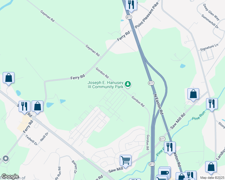map of restaurants, bars, coffee shops, grocery stores, and more near 3986 Cephas Child Road in Doylestown