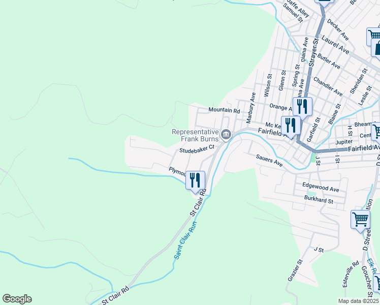 map of restaurants, bars, coffee shops, grocery stores, and more near 198 Lancer Court in Johnstown