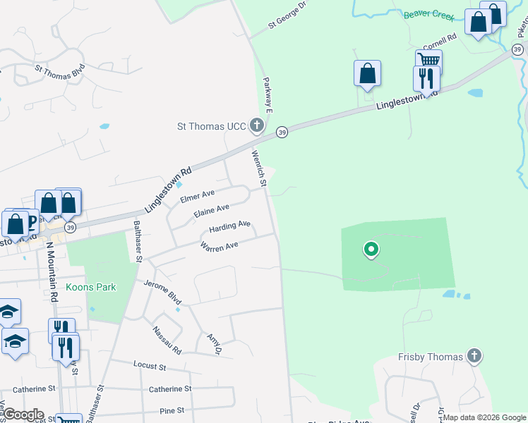 map of restaurants, bars, coffee shops, grocery stores, and more near 1290 Wenrich Street in Harrisburg