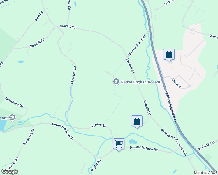 map of restaurants, bars, coffee shops, grocery stores, and more near 130 Johnson Road in Boyertown