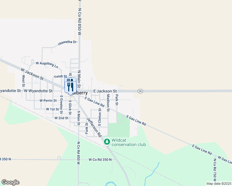 map of restaurants, bars, coffee shops, grocery stores, and more near 109 Park St in Mulberry