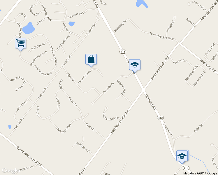 map of restaurants, bars, coffee shops, grocery stores, and more near 4923 Danielle Drive in Doylestown