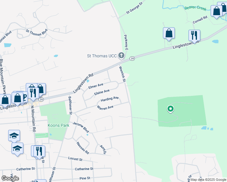 map of restaurants, bars, coffee shops, grocery stores, and more near 6231 Elaine Avenue in Harrisburg