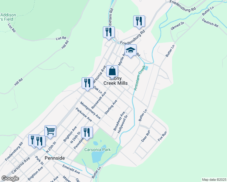 map of restaurants, bars, coffee shops, grocery stores, and more near 118 Midland Avenue in Reading