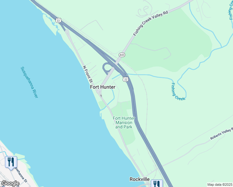 map of restaurants, bars, coffee shops, grocery stores, and more near 119 Fort Hunter Road in Harrisburg