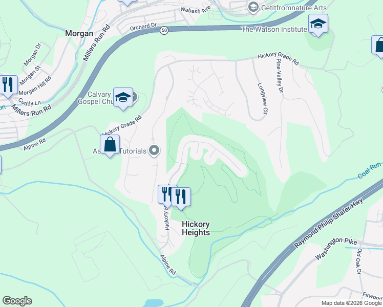 map of restaurants, bars, coffee shops, grocery stores, and more near 206 Hickory Heights Drive in Bridgeville