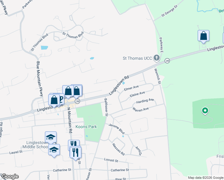 map of restaurants, bars, coffee shops, grocery stores, and more near 6220 Pennsylvania 39 in Linglestown