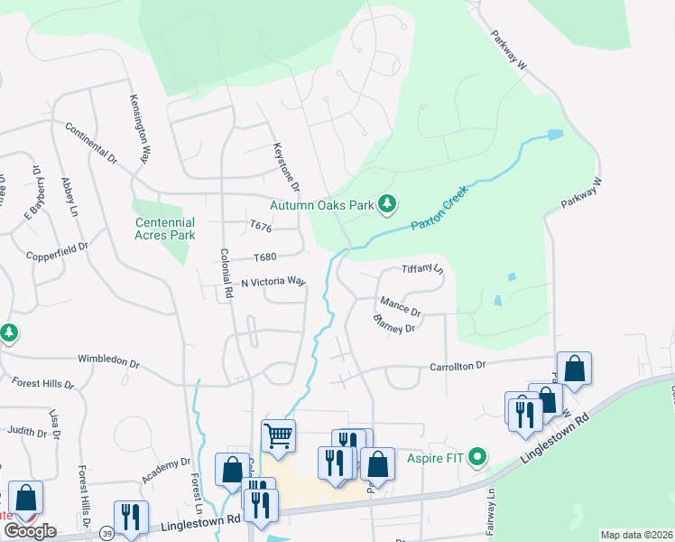map of restaurants, bars, coffee shops, grocery stores, and more near 4327 Georgia Court in Harrisburg