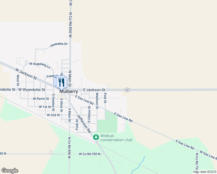 map of restaurants, bars, coffee shops, grocery stores, and more near 606 State Route 38 in Mulberry
