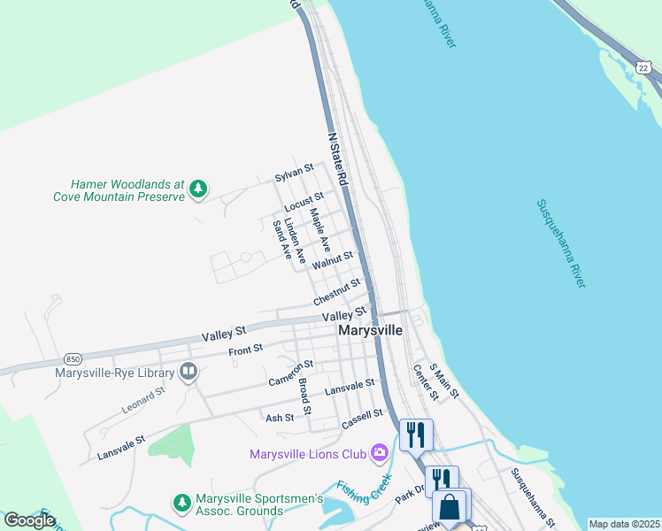 map of restaurants, bars, coffee shops, grocery stores, and more near 216 Maple Avenue in Marysville