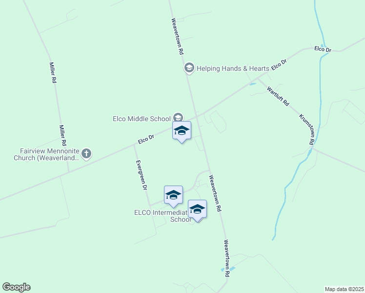 map of restaurants, bars, coffee shops, grocery stores, and more near 180 Elco Drive in Myerstown