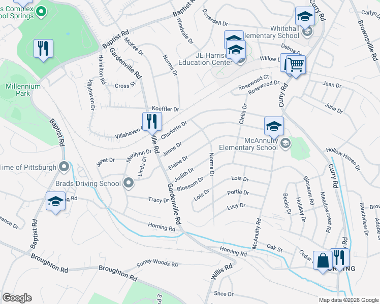 map of restaurants, bars, coffee shops, grocery stores, and more near 631 Jenne Drive in Pittsburgh