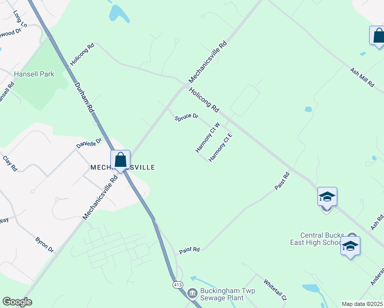 map of restaurants, bars, coffee shops, grocery stores, and more near 5122 Harmony Court South in Doylestown
