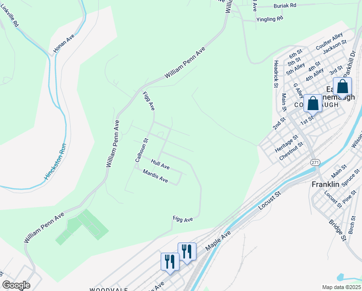 map of restaurants, bars, coffee shops, grocery stores, and more near 141-199 Fillmore Avenue in Johnstown