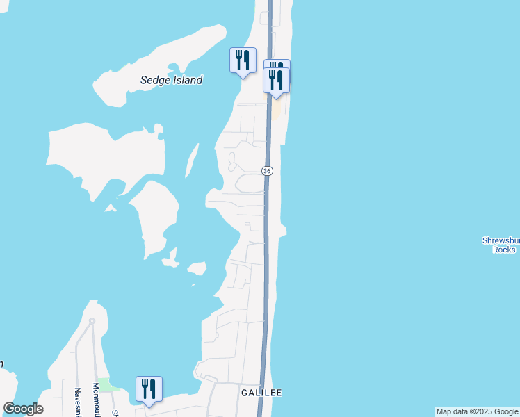 map of restaurants, bars, coffee shops, grocery stores, and more near 148 Ocean Avenue in Monmouth Beach
