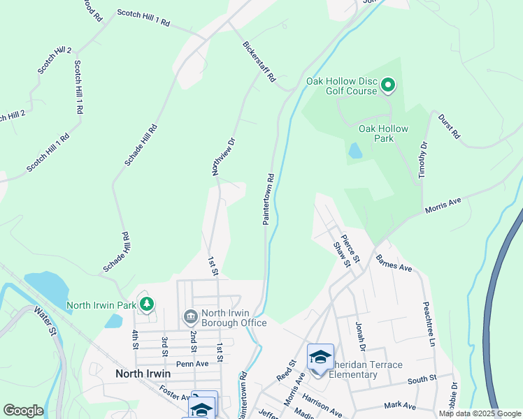 map of restaurants, bars, coffee shops, grocery stores, and more near 2000 Paintertown Road in Irwin