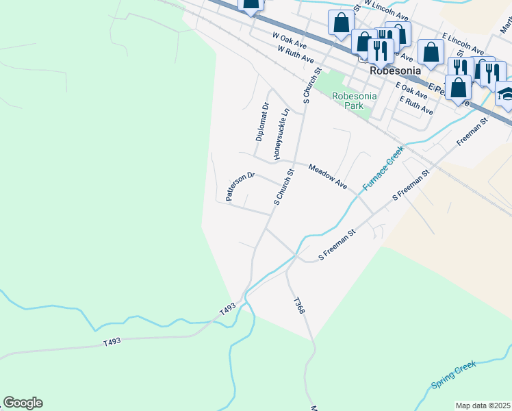 map of restaurants, bars, coffee shops, grocery stores, and more near 89 Patterson Dr in Robesonia
