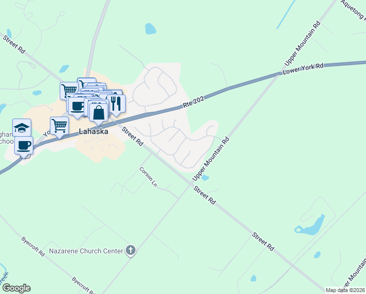 map of restaurants, bars, coffee shops, grocery stores, and more near 807 Yearling Drive in New Hope