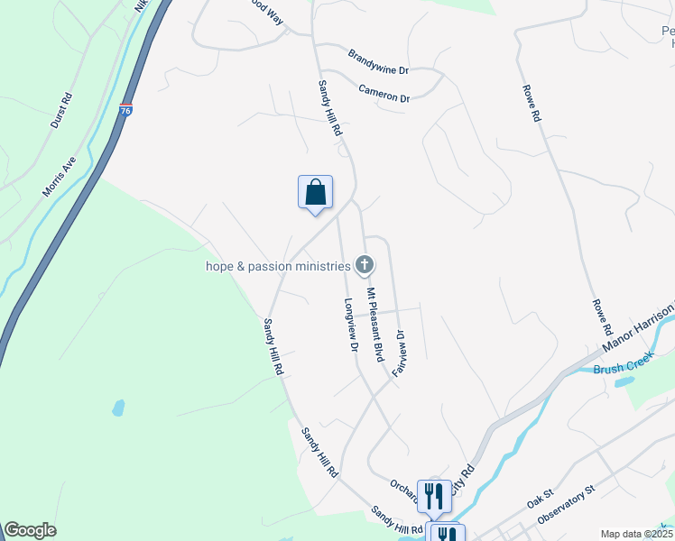 map of restaurants, bars, coffee shops, grocery stores, and more near 116 Longview Dr in Irwin