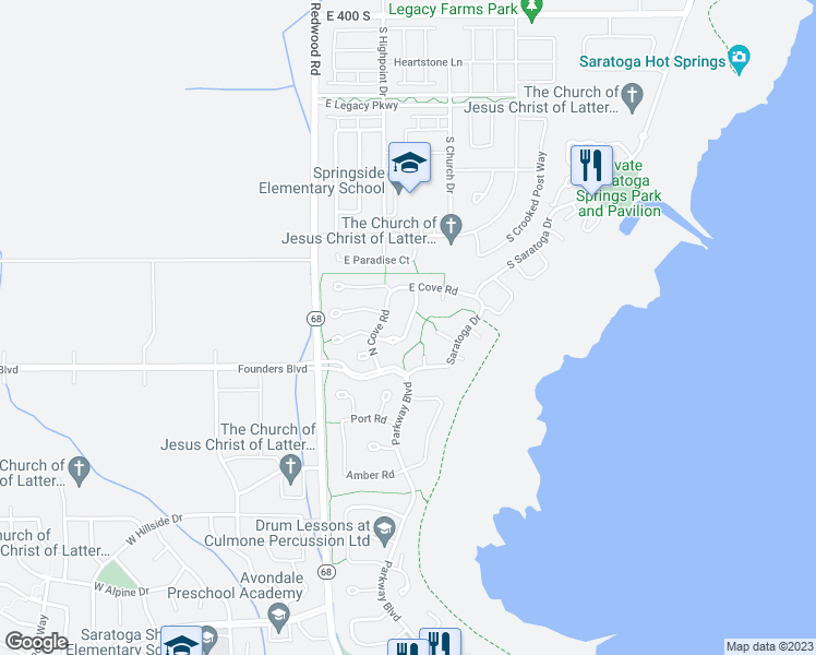 map of restaurants, bars, coffee shops, grocery stores, and more near 354 Teal Road in Saratoga Springs