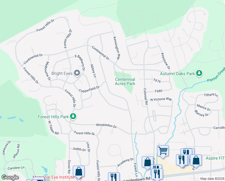 map of restaurants, bars, coffee shops, grocery stores, and more near 2309 Forest Ln in Harrisburg
