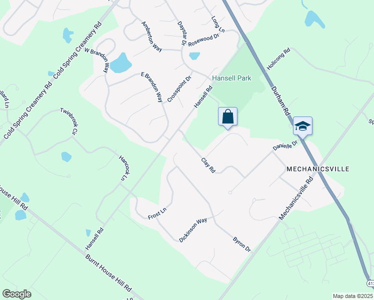 map of restaurants, bars, coffee shops, grocery stores, and more near 3600 Clay Road in Doylestown