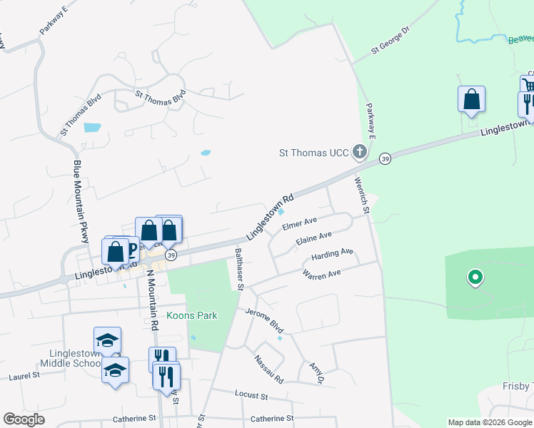 map of restaurants, bars, coffee shops, grocery stores, and more near 6220 Pennsylvania 39 in Linglestown