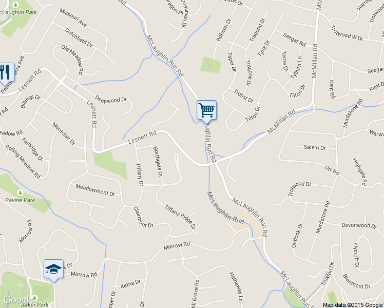 map of restaurants, bars, coffee shops, grocery stores, and more near 1599 Pinehurst Drive in Pittsburgh