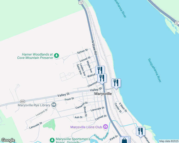 map of restaurants, bars, coffee shops, grocery stores, and more near 306 Maple Avenue in Marysville