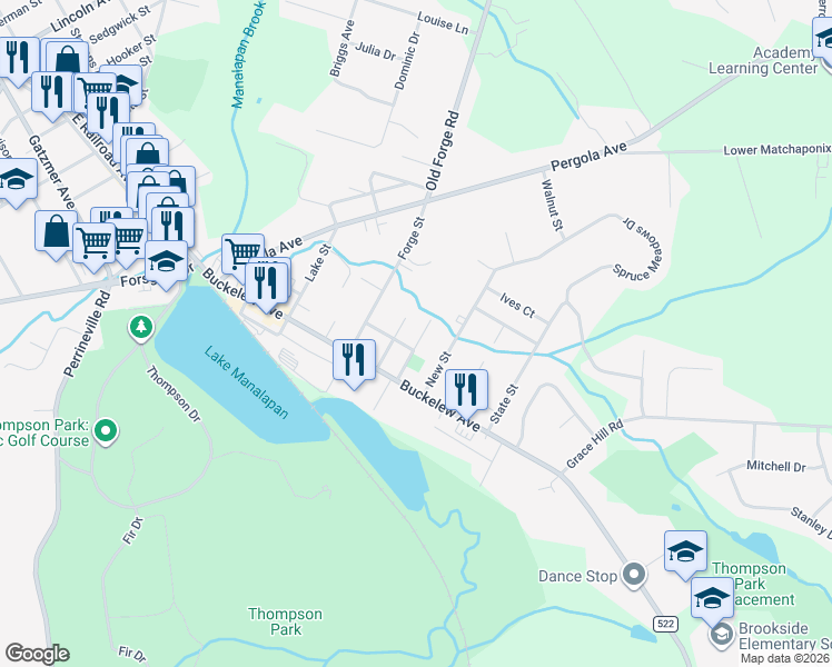 map of restaurants, bars, coffee shops, grocery stores, and more near 4 Michael Street in Jamesburg