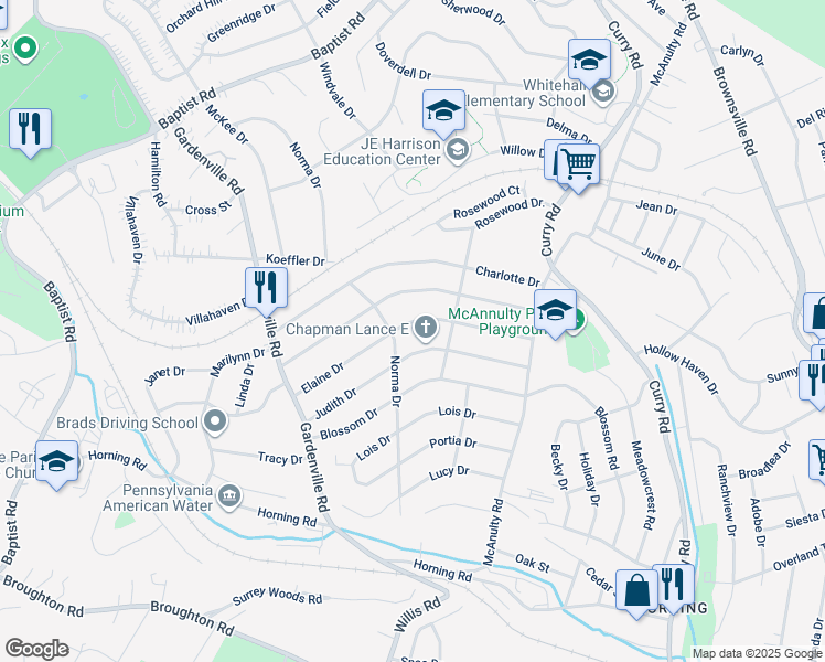 map of restaurants, bars, coffee shops, grocery stores, and more near 514 Judith Drive in Pittsburgh