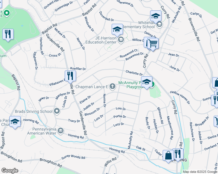 map of restaurants, bars, coffee shops, grocery stores, and more near 514 Judith Drive in Pittsburgh