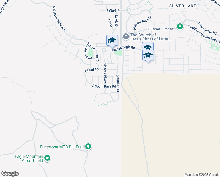 map of restaurants, bars, coffee shops, grocery stores, and more near 4076 East South Pass Road in Eagle Mountain