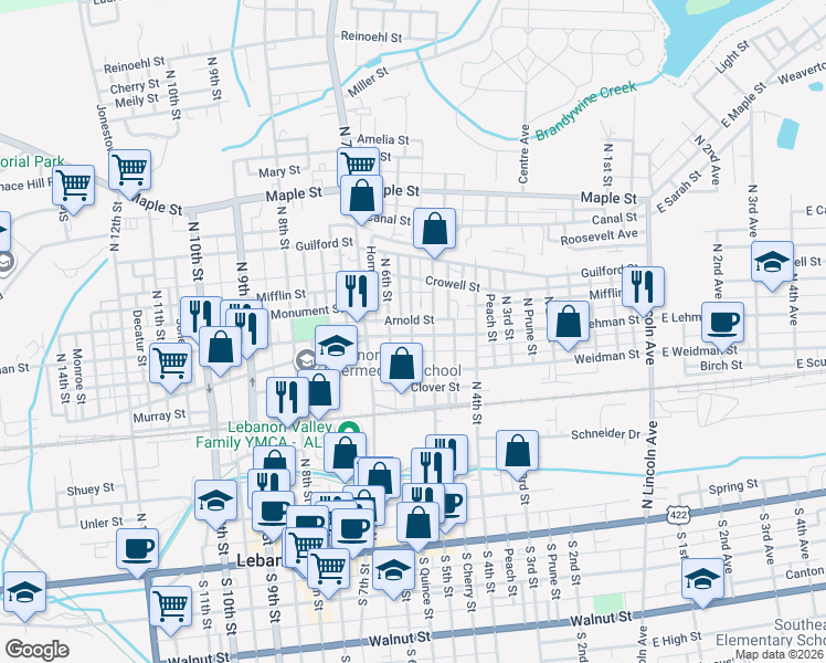 map of restaurants, bars, coffee shops, grocery stores, and more near in Lebanon